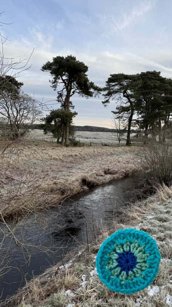 Icy conditions, river and field