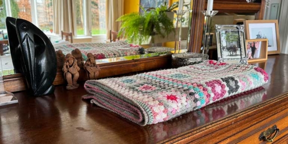 Rosy Gem Blanket, designed by @woolthreadpaint